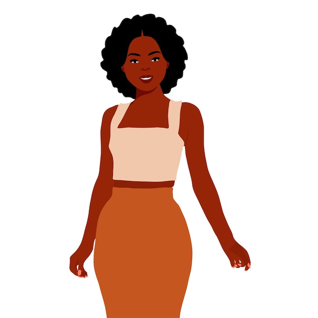 Mujer afro negra en vector de estilo artístico elegante