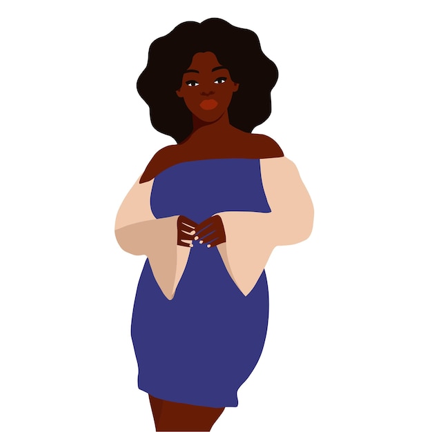 Mujer afro negra en vector de estilo artístico elegante