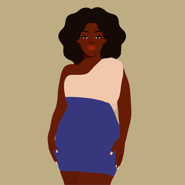 Mujer afro negra en vector de estilo artístico elegante