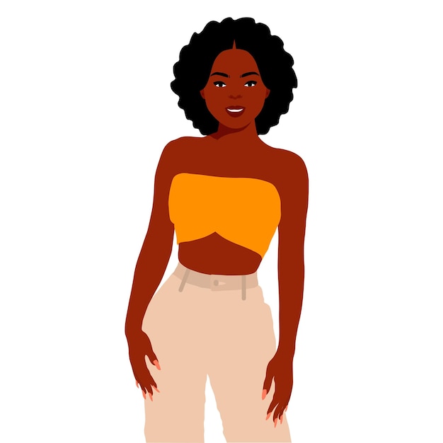Mujer afro negra en vector de estilo artístico elegante