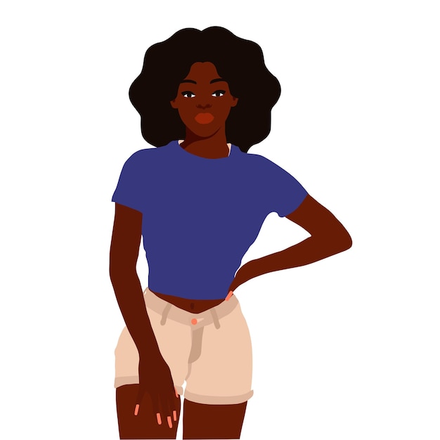 Mujer afro negra en vector de estilo artístico elegante