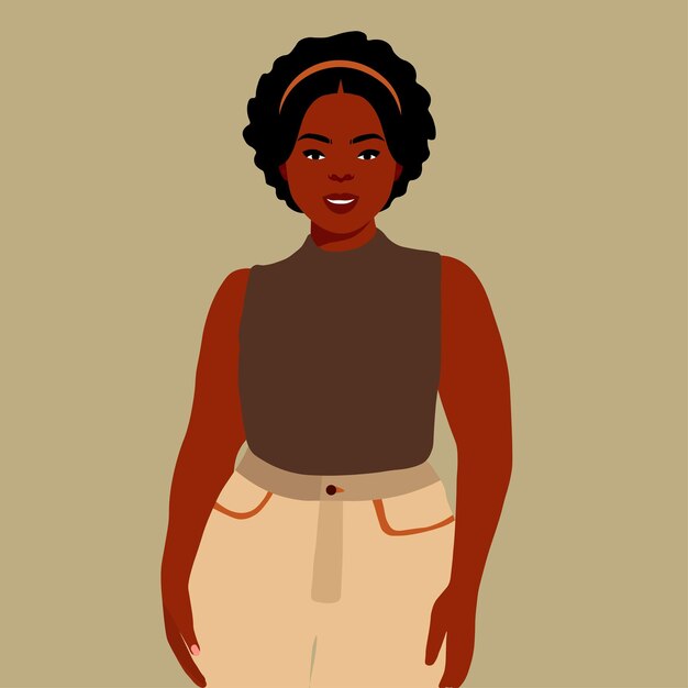 Mujer afro negra en vector de estilo artístico elegante