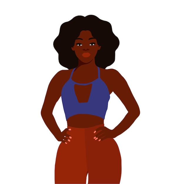 Mujer afro negra en vector de estilo artístico elegante