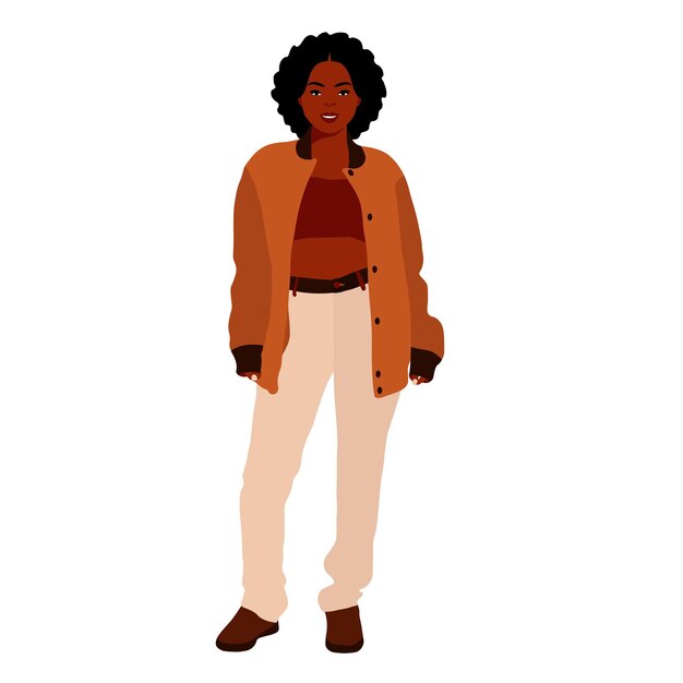 Mujer afro negra en vector de estilo artístico elegante