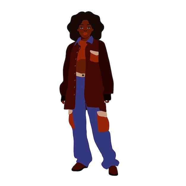 Mujer afro negra en vector de estilo artístico elegante