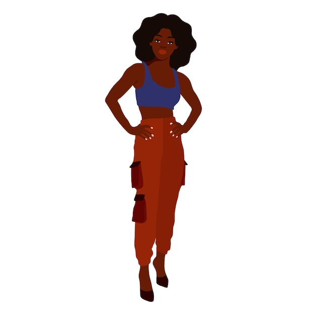 Mujer afro negra en vector de estilo artístico elegante