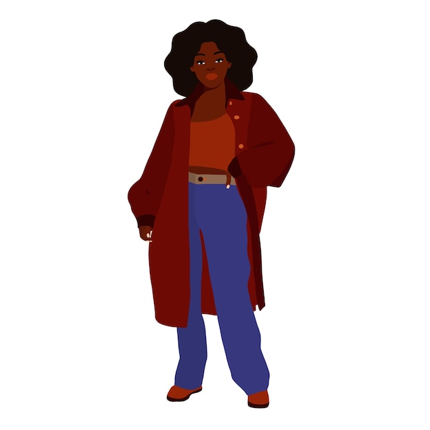 Mujer afro negra en vector de estilo artístico elegante