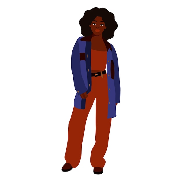 Mujer afro negra en vector de estilo artístico elegante