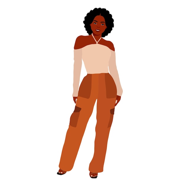 Mujer afro negra en vector de estilo artístico elegante