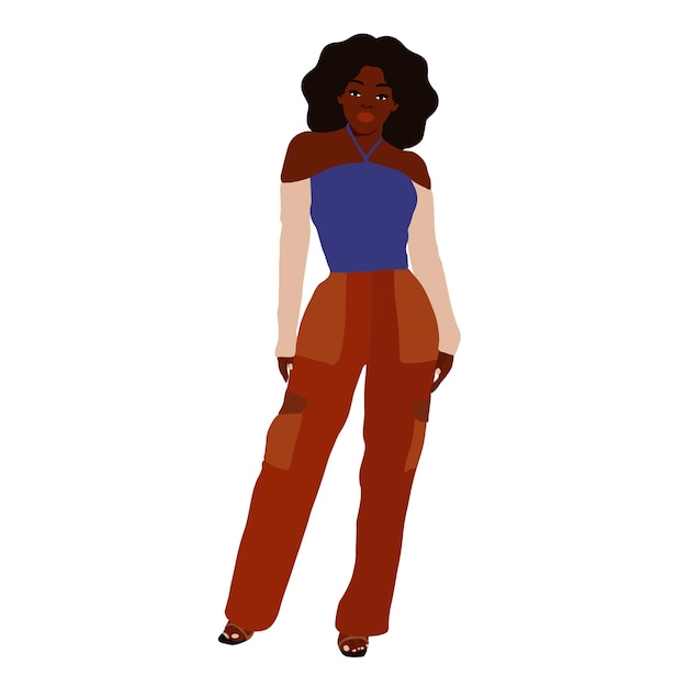 Mujer afro negra en vector de estilo artístico elegante