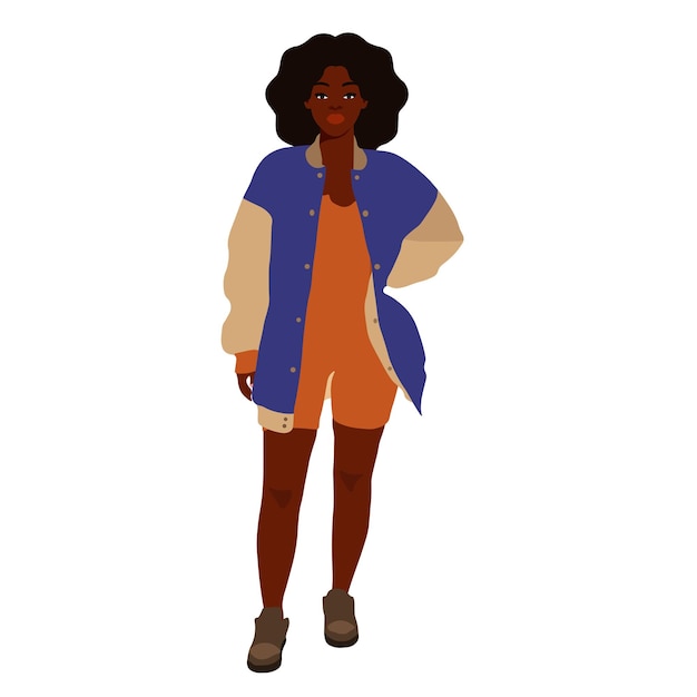 Mujer afro negra en vector de estilo artístico elegante