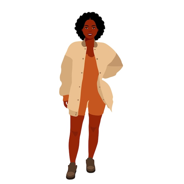 Mujer afro negra en vector de estilo artístico elegante