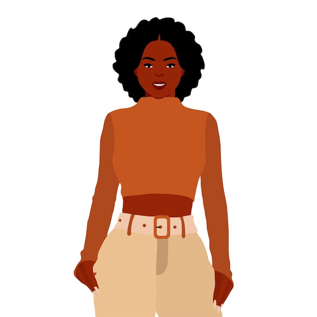 Mujer afro negra en vector de estilo artístico elegante