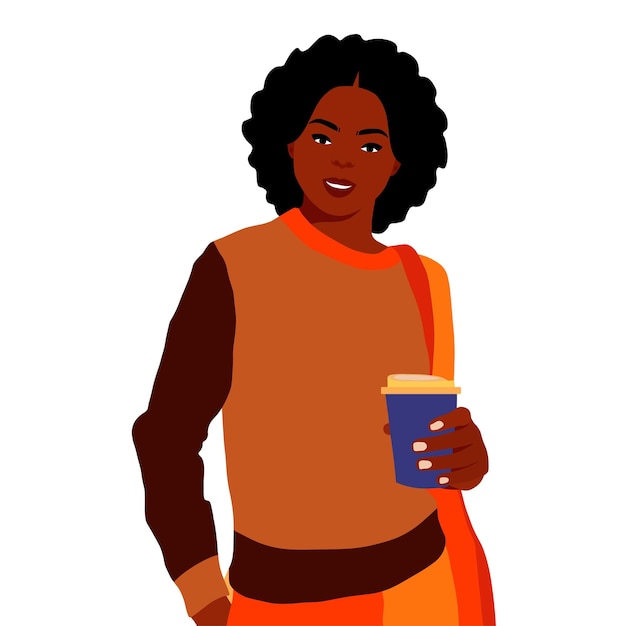 Mujer afro negra en vector de estilo artístico elegante