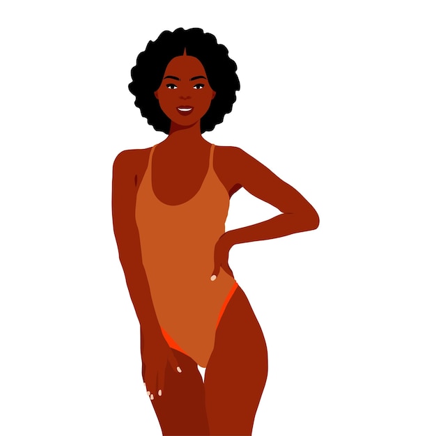 Mujer afro negra en vector de estilo artístico elegante