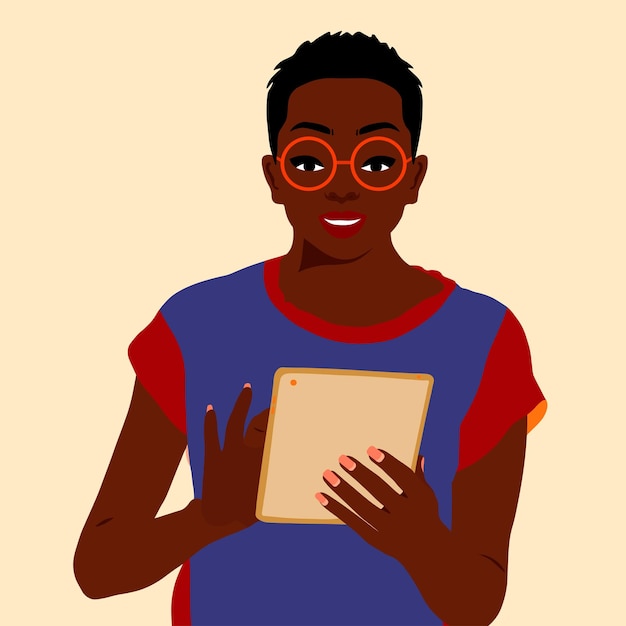 Mujer afro negra en vector de estilo artístico elegante