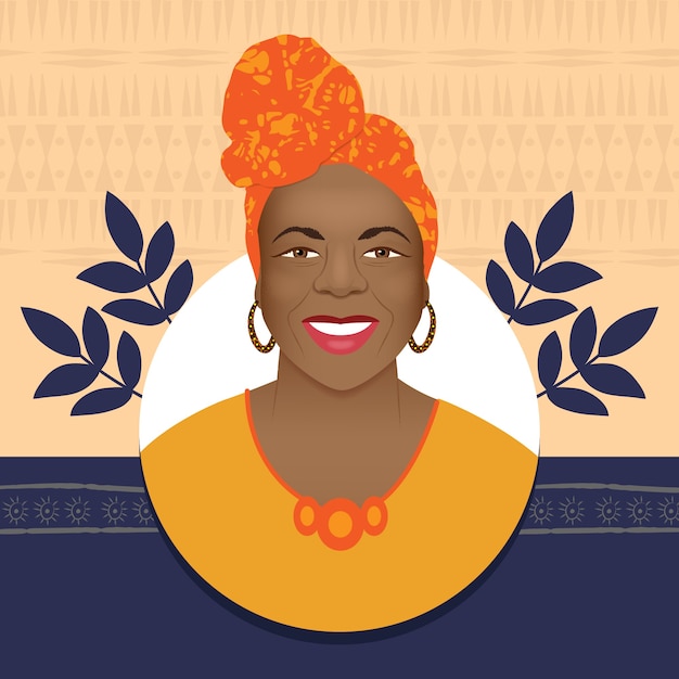 Vector mujer afro sonriendo