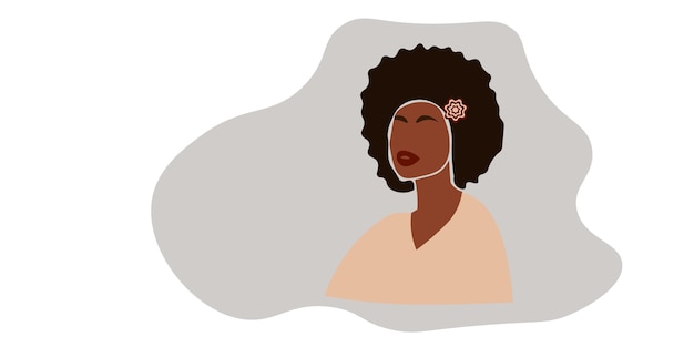 Mujer afroafricana moderna abstracta en vector de estilo de arte de línea elegante