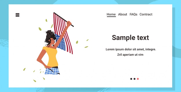 Vector mujer afroamericana con bandera estadounidense usa vidas negras campaña contra la discriminación racial