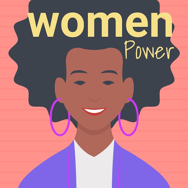 Mujer afroamericana empoderada. retrato de mujer negra con cabello afro. concepto de empoderamiento femenino. ilustración vectorial
