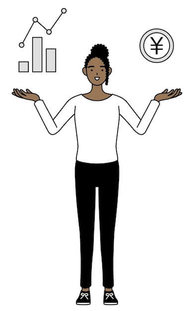 Mujer afroamericana guiando una imagen de rendimiento DX y mejora de ventas Ilustración vectorial