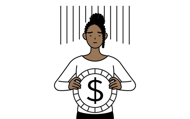 La mujer afroamericana una imagen de pérdida de cambio o de depreciación del dólar