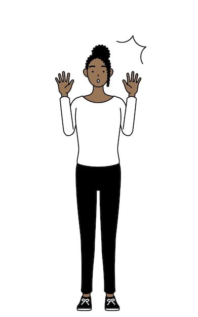 Vector mujer afroamericana levantando la mano con sorpresa ilustración vectorial