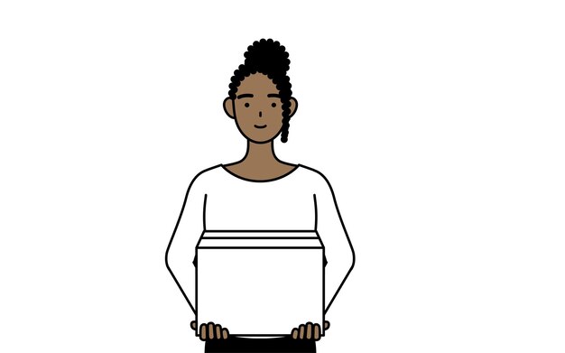 Vector mujer afroamericana trabajando para llevar cajas de cartón