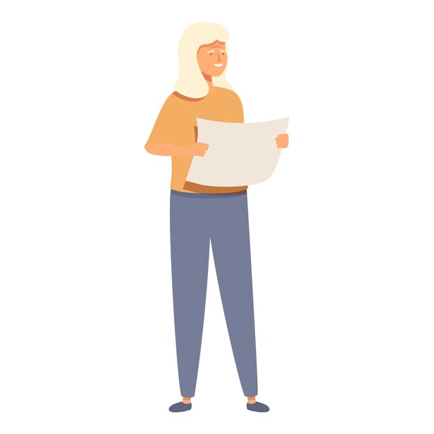 Mujer anciana con icono de mapa vector de dibujos animados Vacaciones activas