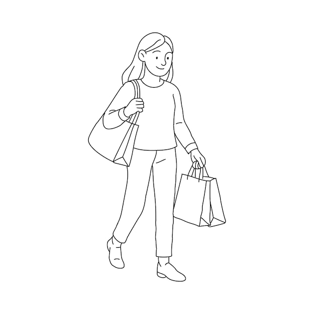 Mujer andando con bolsas de compras
