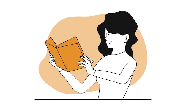 Mujer aprendiendo ilustración del concepto de vector Educación en línea y estudio de estudiantes