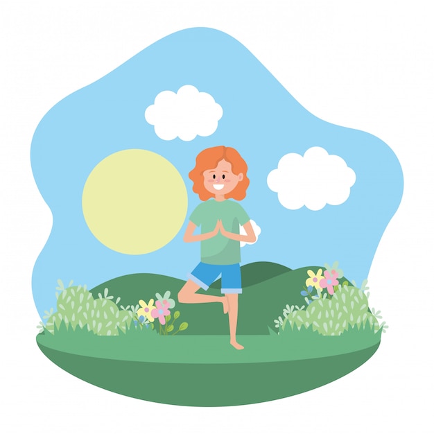 Mujer apta practicando yoga