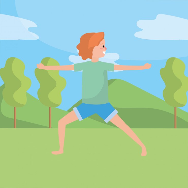 Vector mujer apta practicando yoga