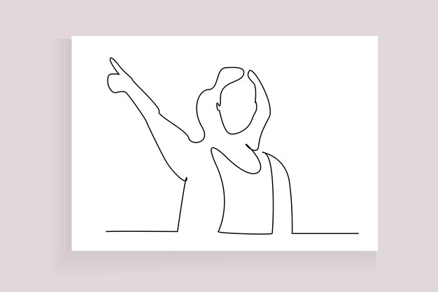 mujer apunta hacia adelante decide puntos con el dedo índice