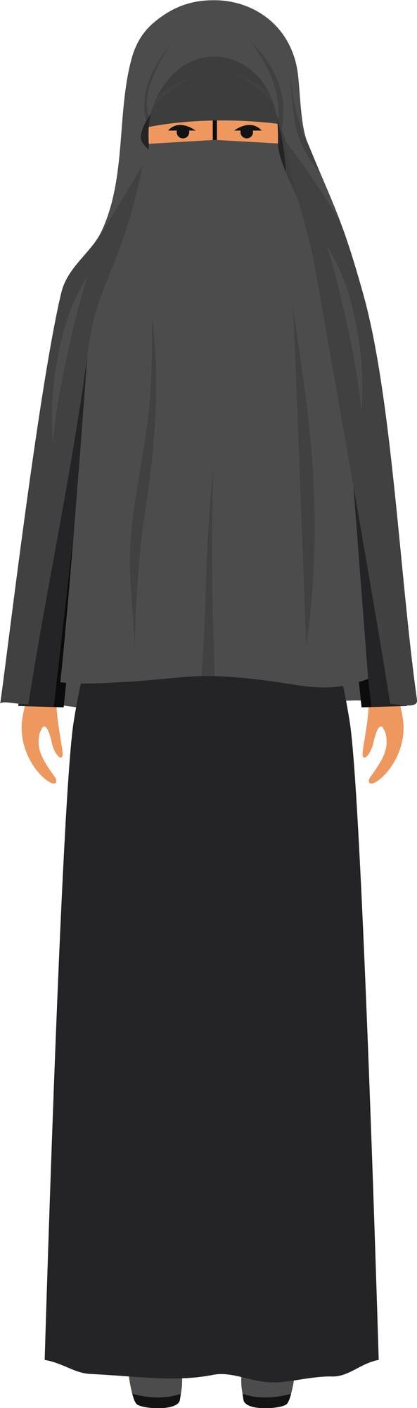 Vector mujer árabe de pie en la ropa árabe musulmana tradicional. ilustración vectorial