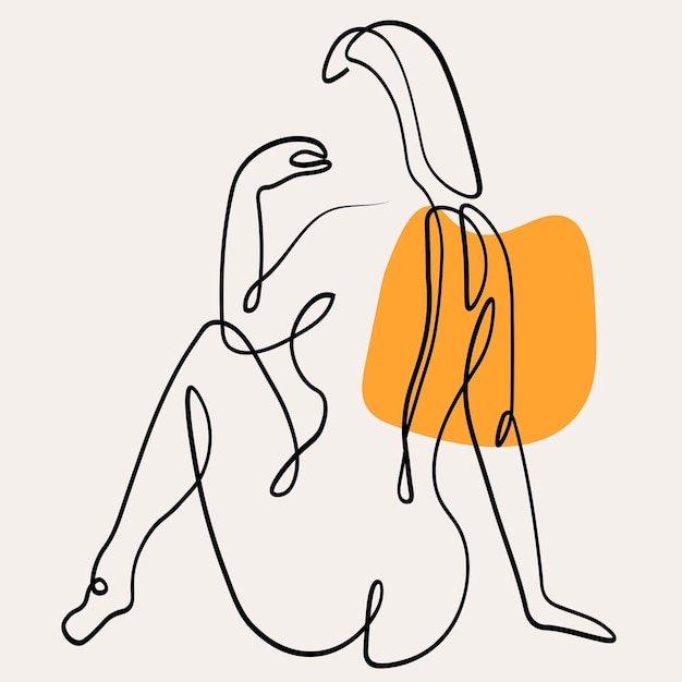 mujer arafed sentada de rodillas con un punto amarillo en el fondo