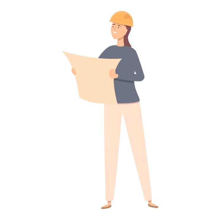 Vector mujer arquitecto icono dibujos animados vector trabajadora trabajo de negocios