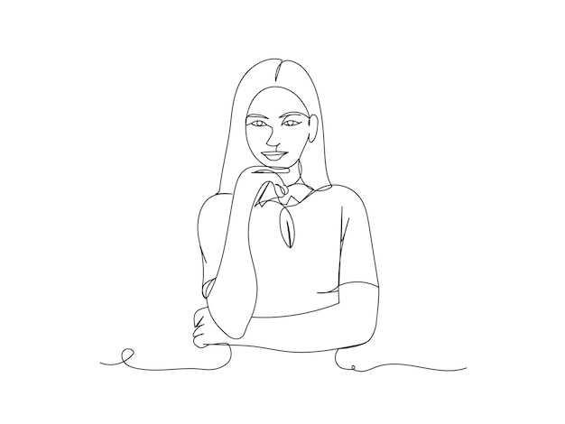 Mujer de arte de una línea continua pose ilustración vectorial aislada