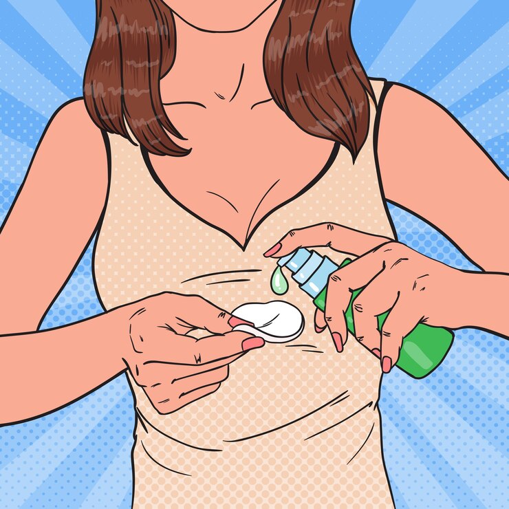 Vector mujer de arte pop con botella de limpiador espumoso. lavado cosmético para el cuidado de la piel facial. concepto de belleza.