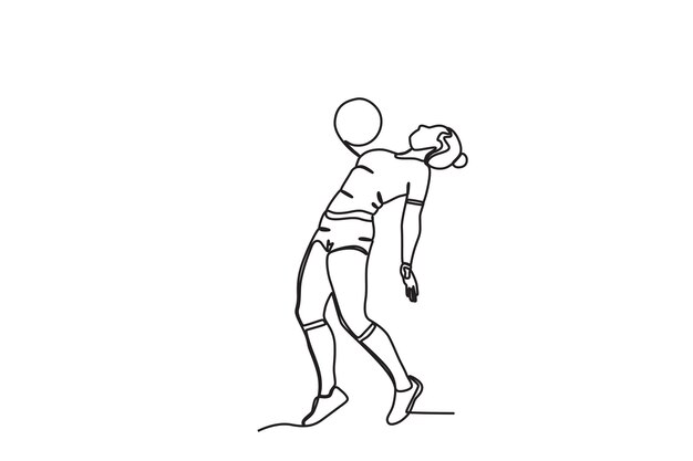 Una mujer atrapó la pelota. Dibujo en línea de la copa mundial femenina.
