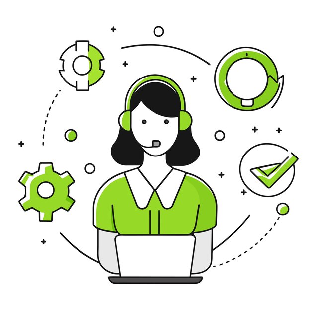 una mujer con auriculares ilustración de negocios
