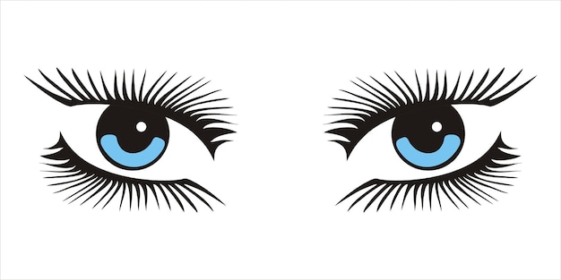 Mujer azul mirando icono de ojos en vector de fondo blanco