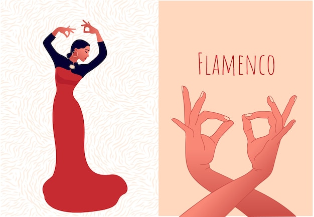 Vector mujer bailando. concepto de baile flamenco. hermosa bailarina agraciada.