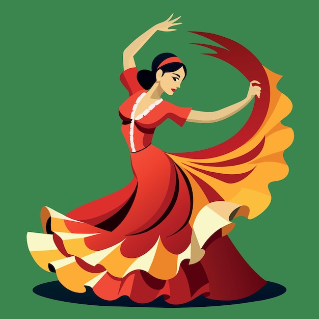 Vector mujer bailando el flamenco