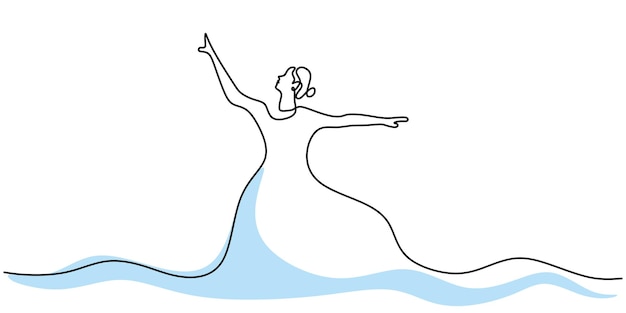 Mujer bailando una línea dibujando un diseño elegante minimalista