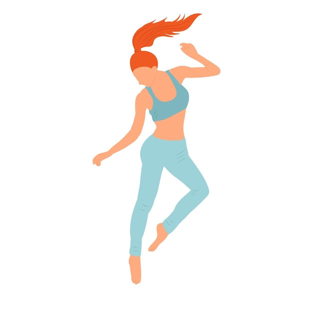 Mujer bailando en vector aislado de estilo plano