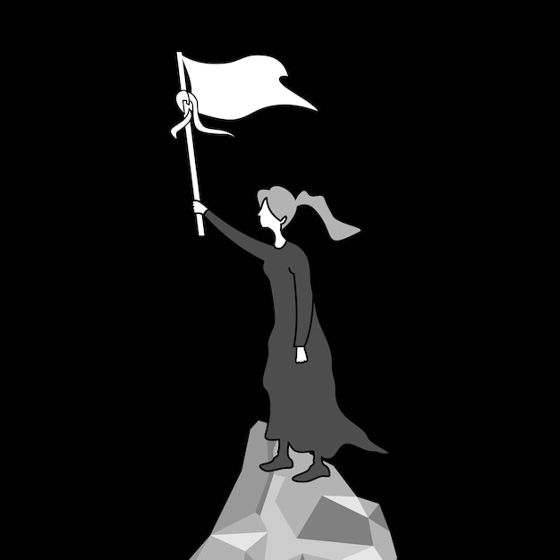 Mujer, con, bandera blanca, ilustración