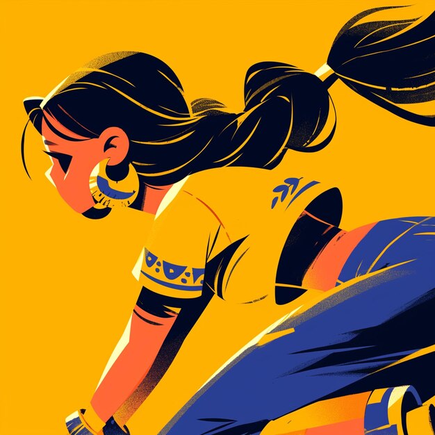 Vector una mujer de bangladesh está jugando al kabaddi.