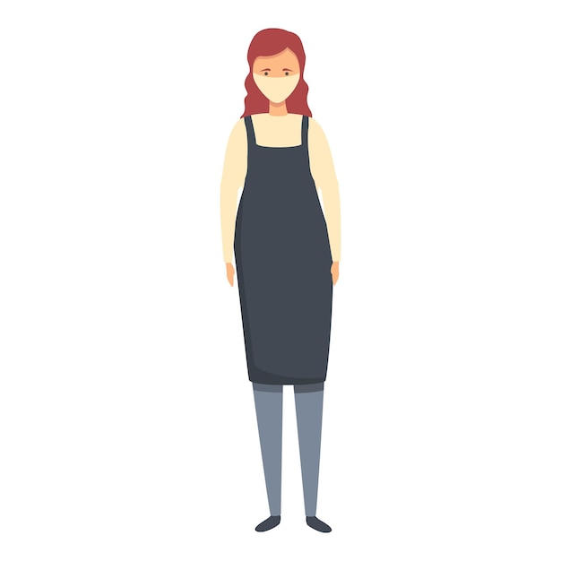 Mujer barista en máscara cara icono dibujos animados vector seguridad negocio atención médica