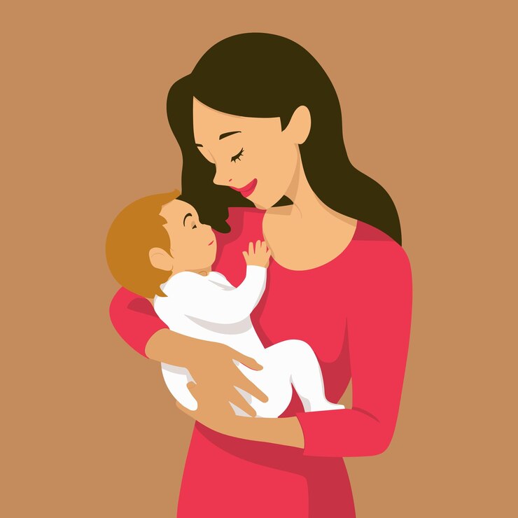 una mujer con un bebé y un bebé en sus brazos